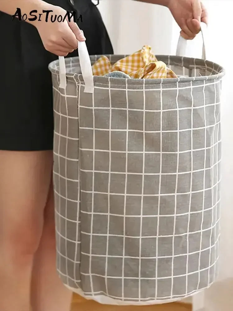 Foldable Plaid Laundry Basket