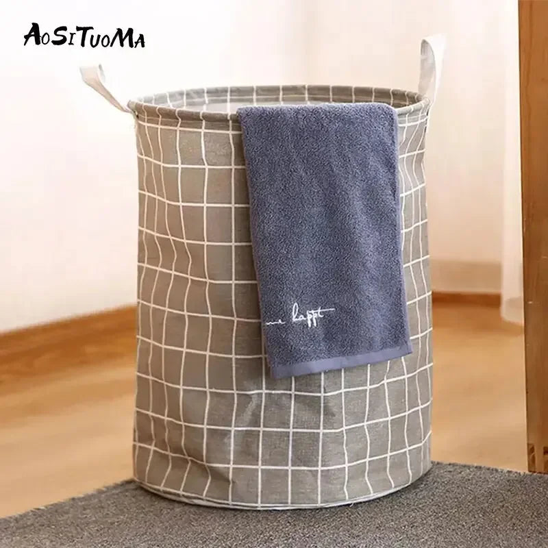 Foldable Plaid Laundry Basket