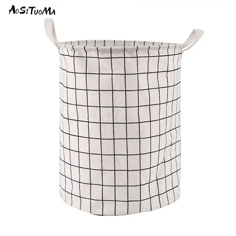 Foldable Plaid Laundry Basket